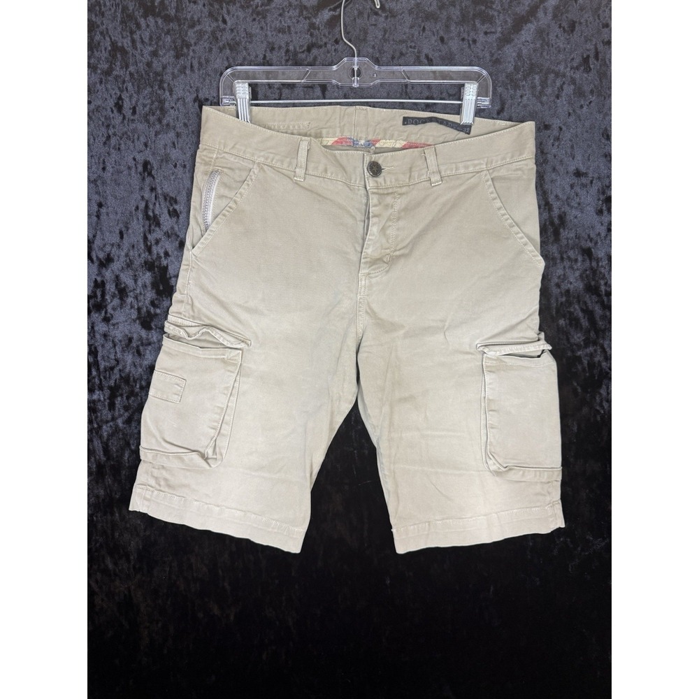 Rockstar Sushi Cargo Chino Shorts Mens 32‎ Brown Button Fly Zipper Accent